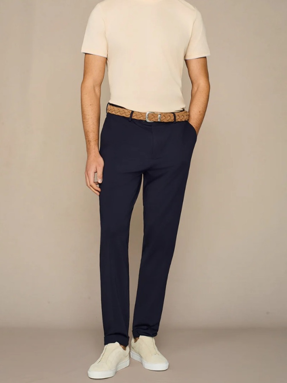 Paul Taylor Blue Navy Jersey Trousers